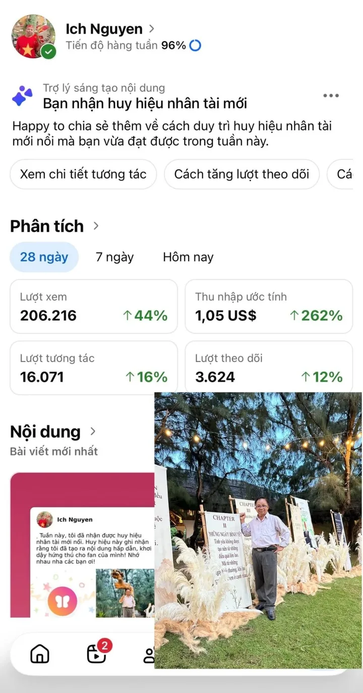Số liệu Facebook của kênh Ich Nguyen